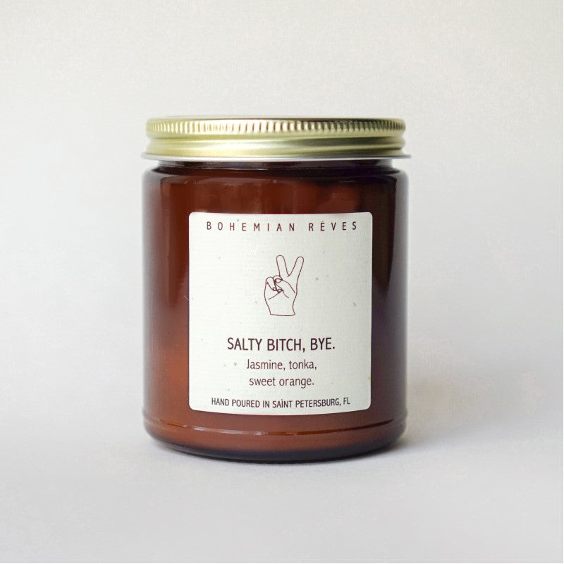 SALTY BITCH, BYE. CANDLE「走啦八婆」手工蠟燭(帶有粉紅鹽以淨化空間)